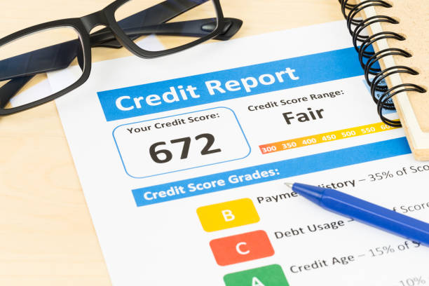 Fair credit score report with pen